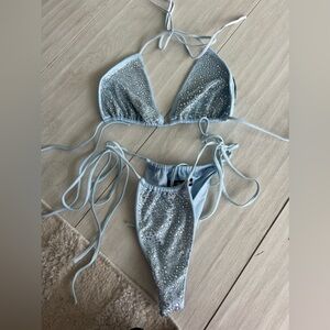 Light blue rhinestone birthday bikini!